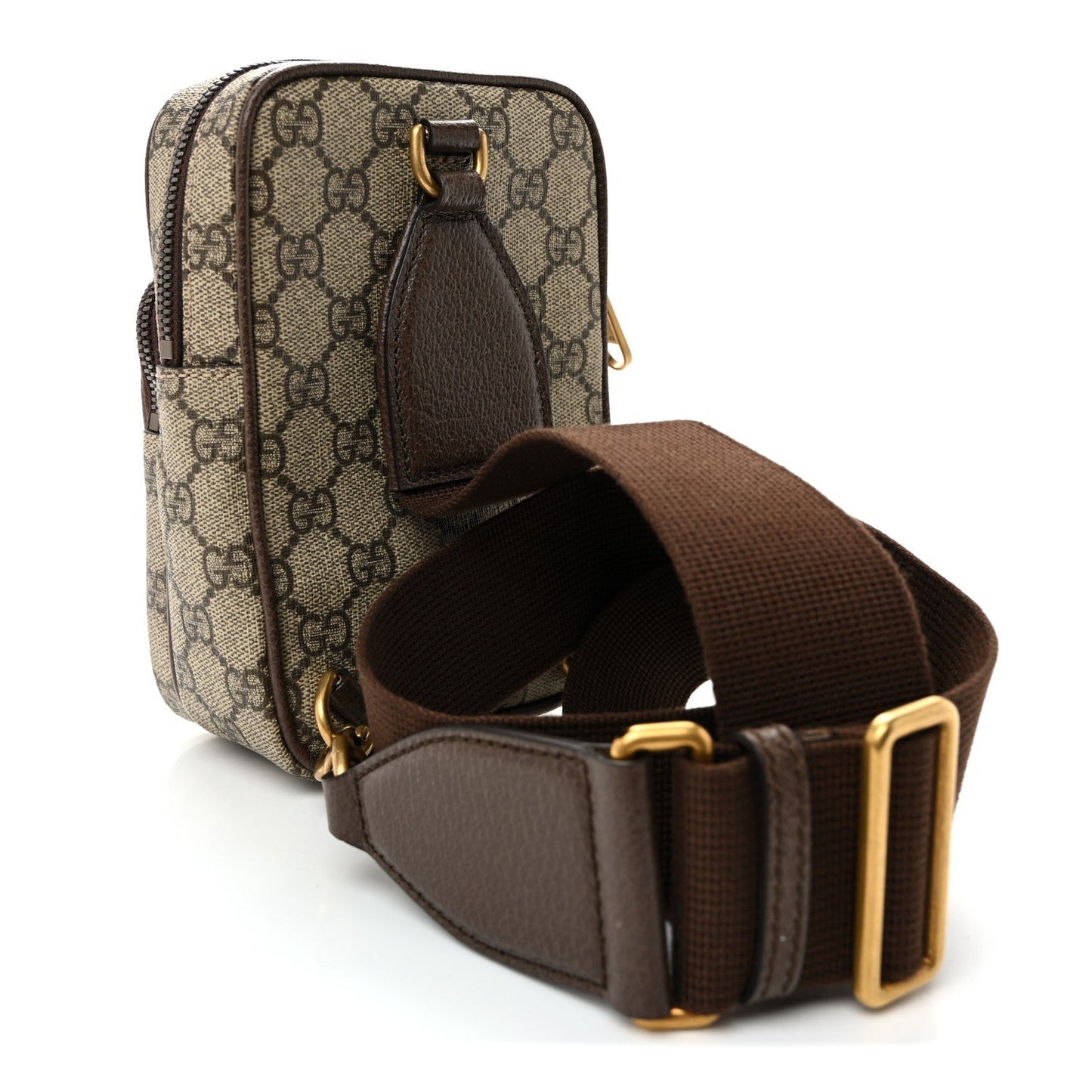 GG Supreme Monogram Web Mini Ophidia Messenger Brown