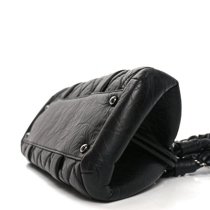 Distressed Lambskin Lady Braid Frame Bowler Black
