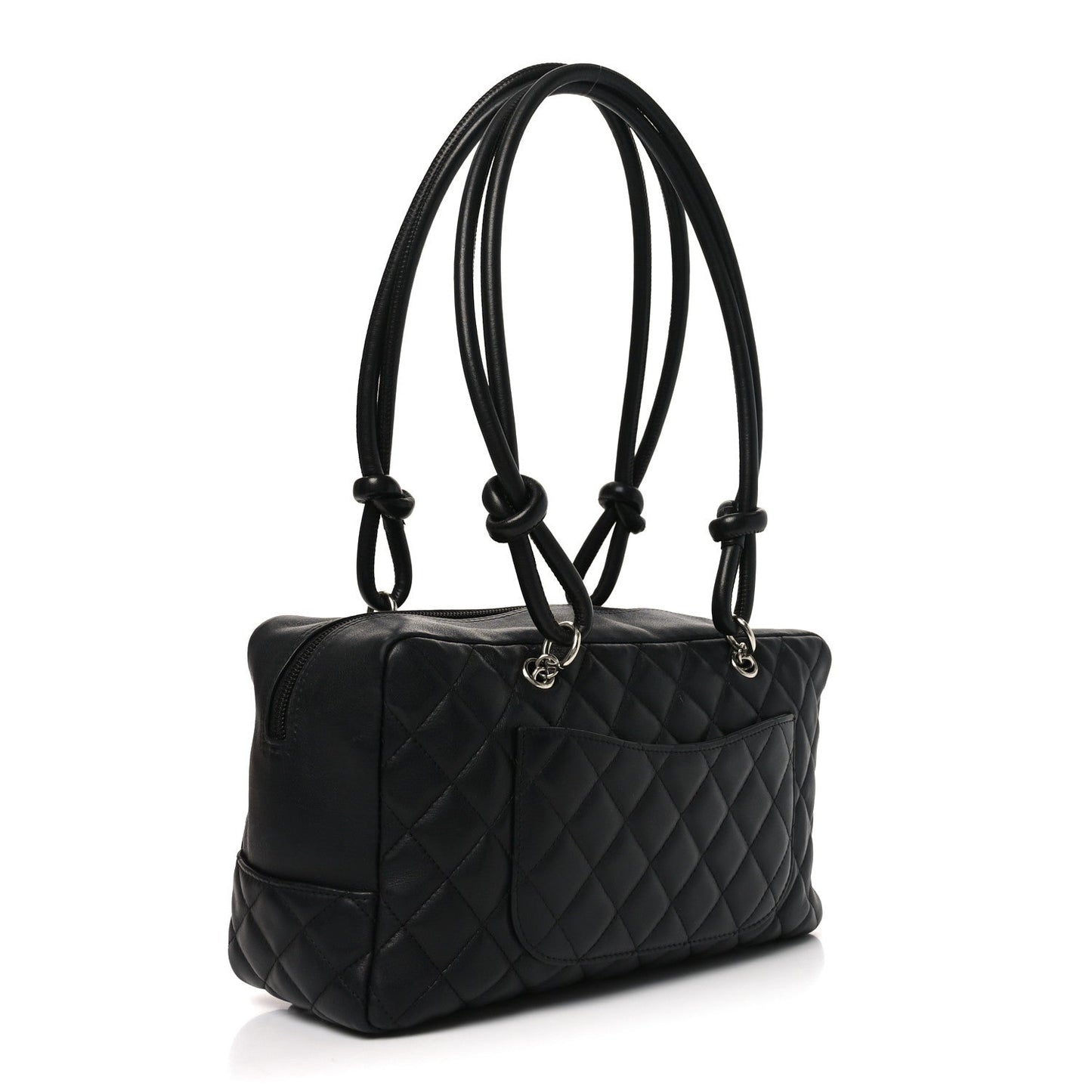 Calfskin Quilted Large Cambon Bowler Black White