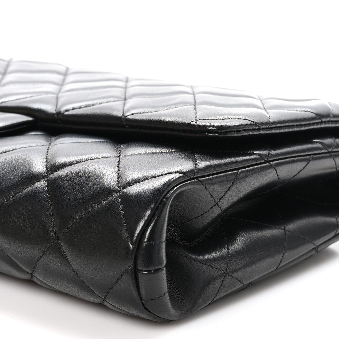 Lambskin Quilted Clutch With Chain Flap Black