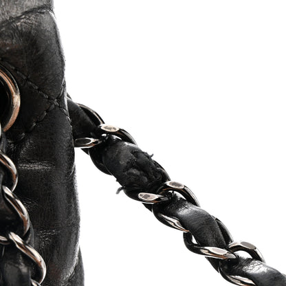 Metallic Calfskin Quilted Medium Chain Me Flap Grey
