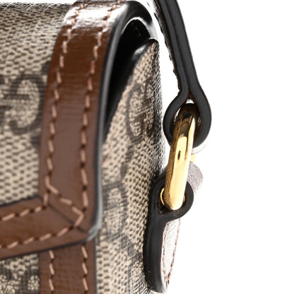 GG Supreme Monogram Mini Horsebit 1955 Shoulder Bag Beige Brown Sugar