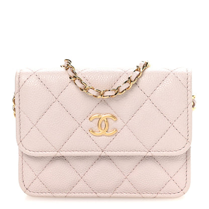 Caviar Quilted Miss Coco Clutch With Chain Light Purple