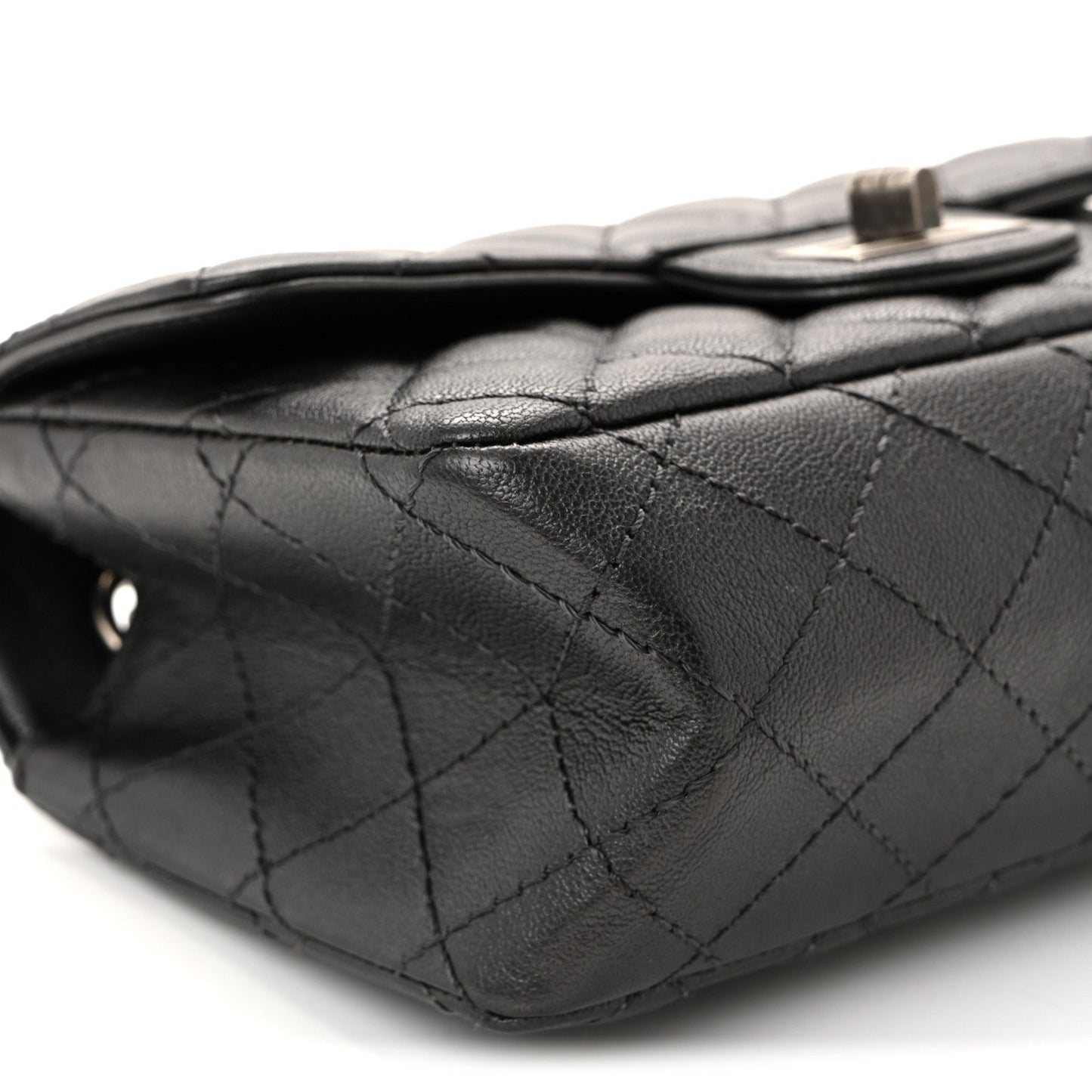 Goatskin Quilted 2.55 Reissue Mini Flap Dark Silver