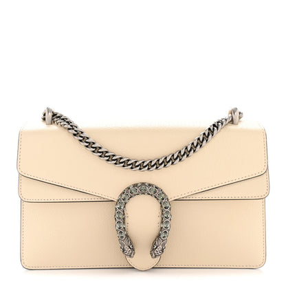 Textured Calfskin Crystal Small Dionysus Shoulder Bag Mystic White