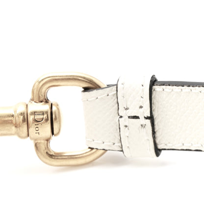 Grained Calfskin Mini Saddle Bag With Strap White