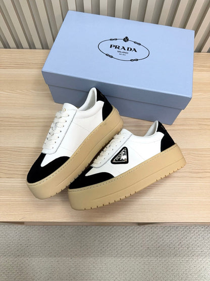 Prada Downtown Bold Black White Nappa Leather & Suede 564146
