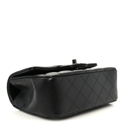 Lambskin Quilted Mini Top Handle Rectangular Flap So Black