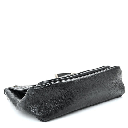Crinkled Calfskin Matelasse Monogram Medium Niki Chain Satchel Black