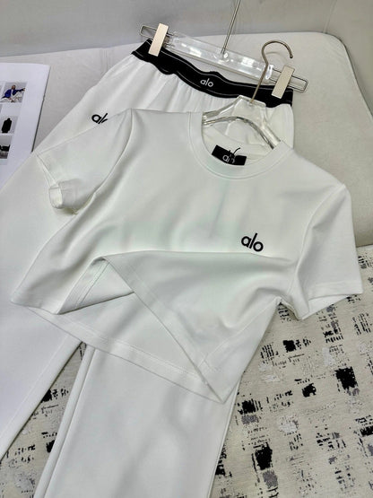 ALO T-SHIRT AND WIDE-LEG PANTS SET STYLE 160