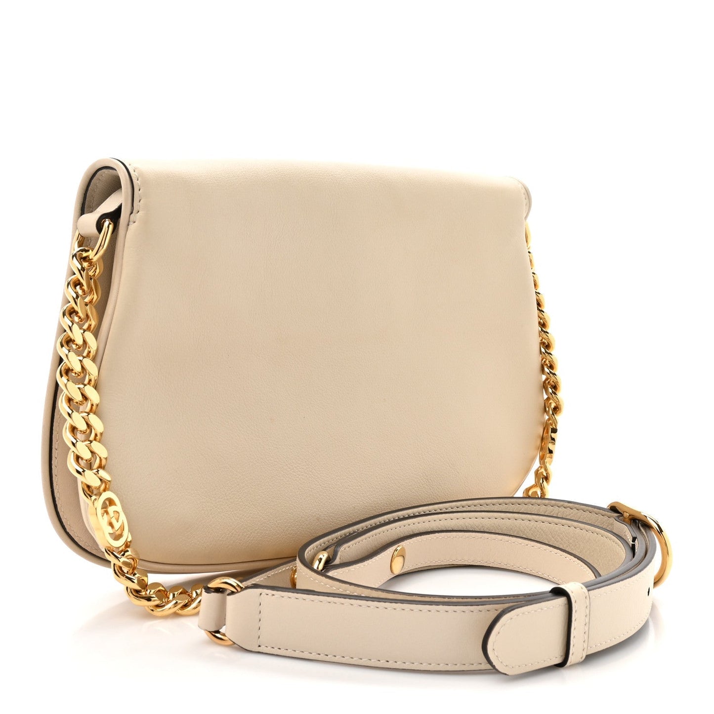 Roxy Calfskin Blondie Chain Shoulder Flap Bag Mystic White