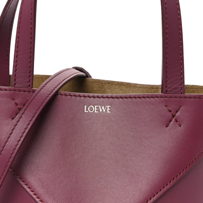 Shiny Calfskin Mini Puzzle Fold Tote Dark Burgundy