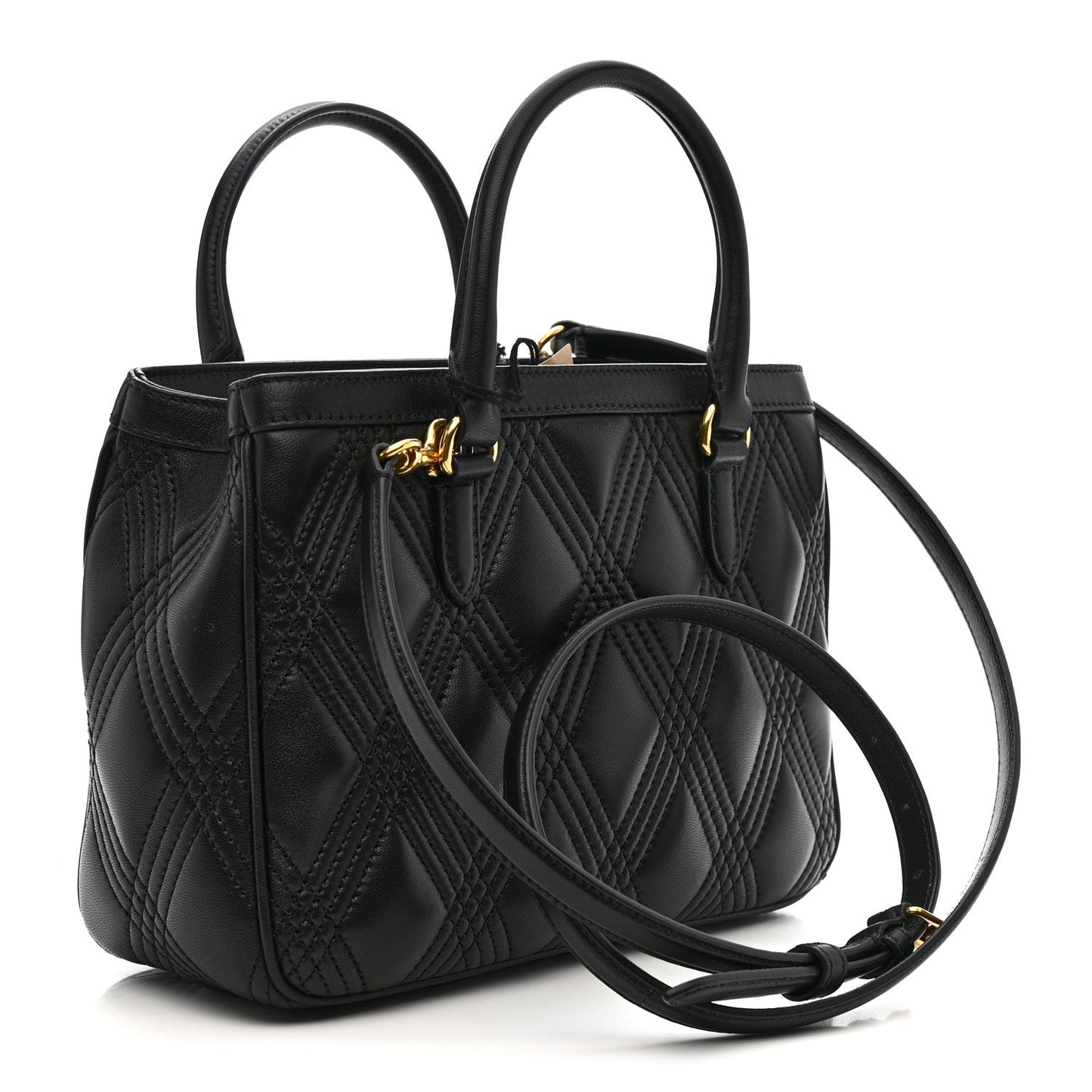 Calfskin Quilted Vlogo Small Top Handle Shoulder Bag Black