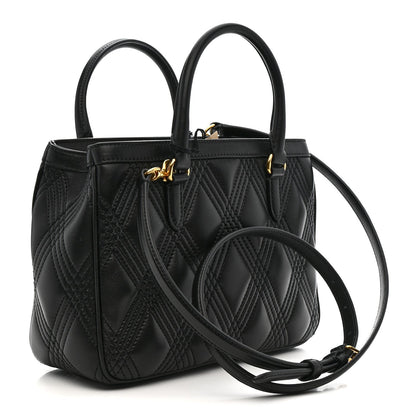 Calfskin Quilted Vlogo Small Top Handle Shoulder Bag Black
