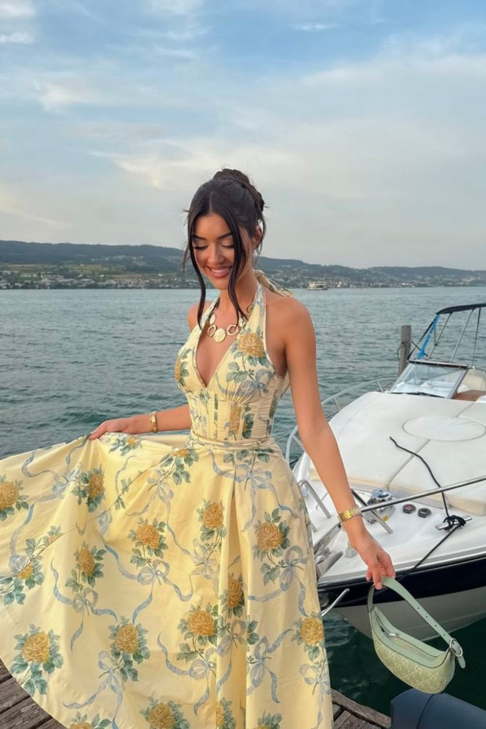 formaldressy-Floral long chiffon dress for vacation gh6151