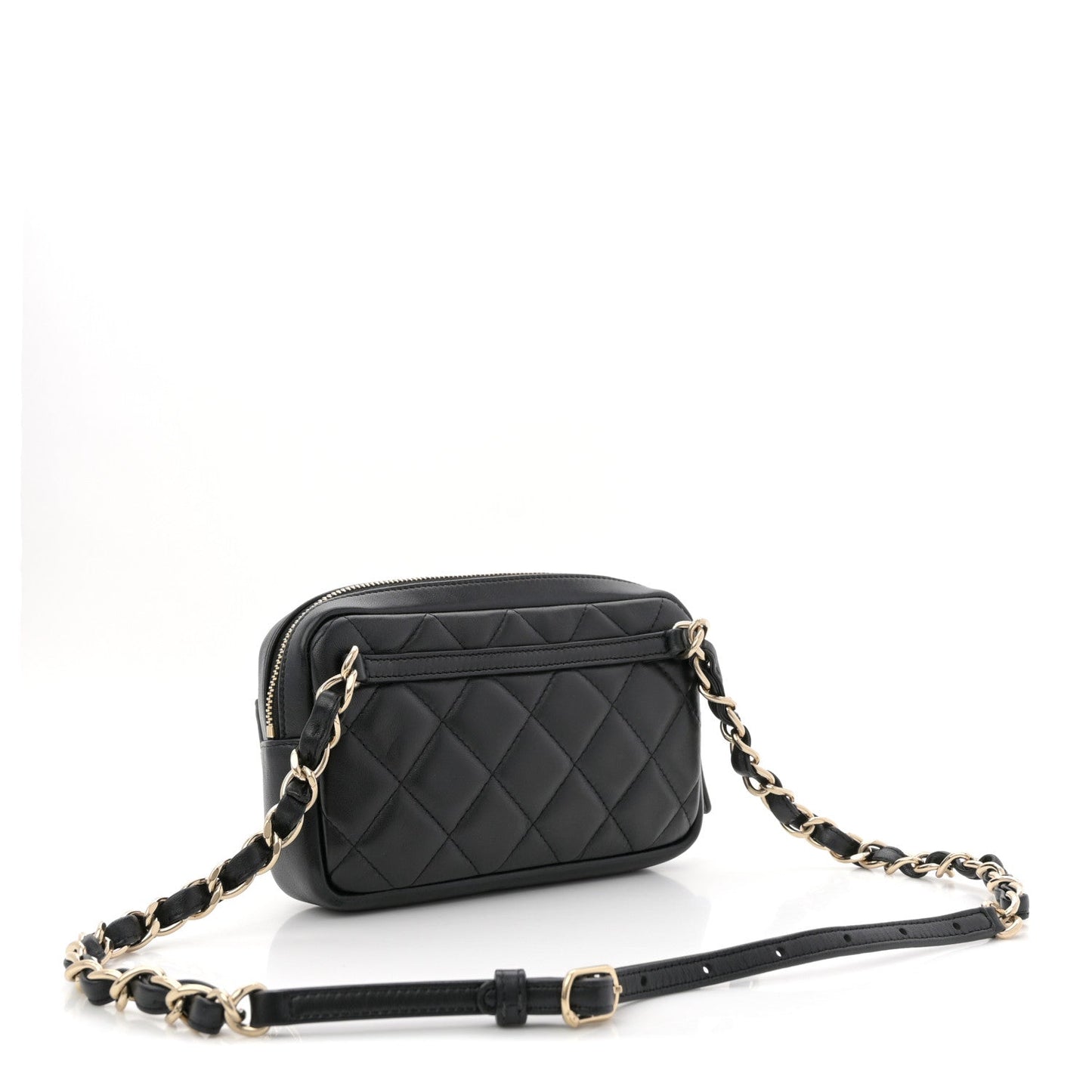 Lambskin Quilted Waist Bag Black