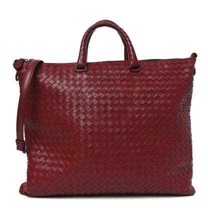 Nappa Intrecciato Medium Convertible Tote Burgundy