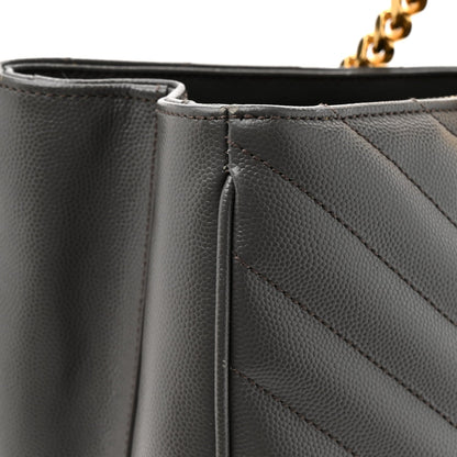 Grain De Poudre Matelasse Chevron Monogram Shopping Bag Fog