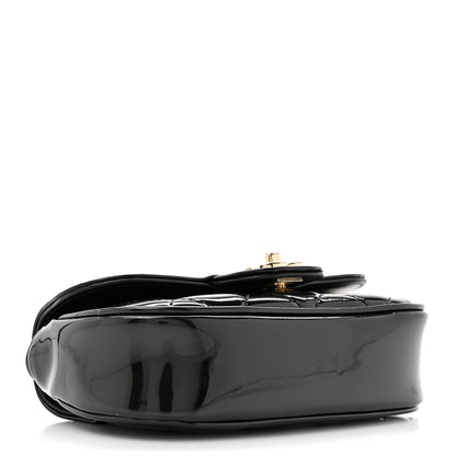 Patent Calfskin Quilted Mini Flap Black