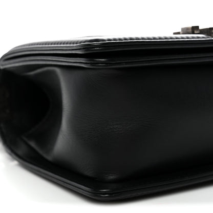 Calfskin Quilted Small Boy Flap Black