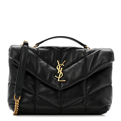 Lambskin Quilted Toy Loulou Puffer Monogram Chain Satchel Black