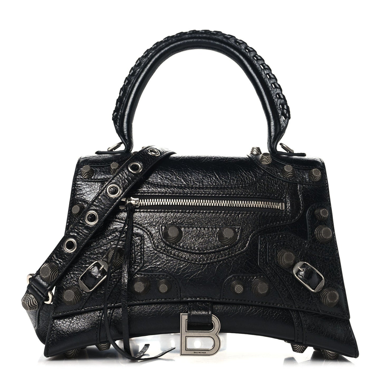 Arena Lambskin Medium Hourglass X Le Cagole Top Handle Bag Black