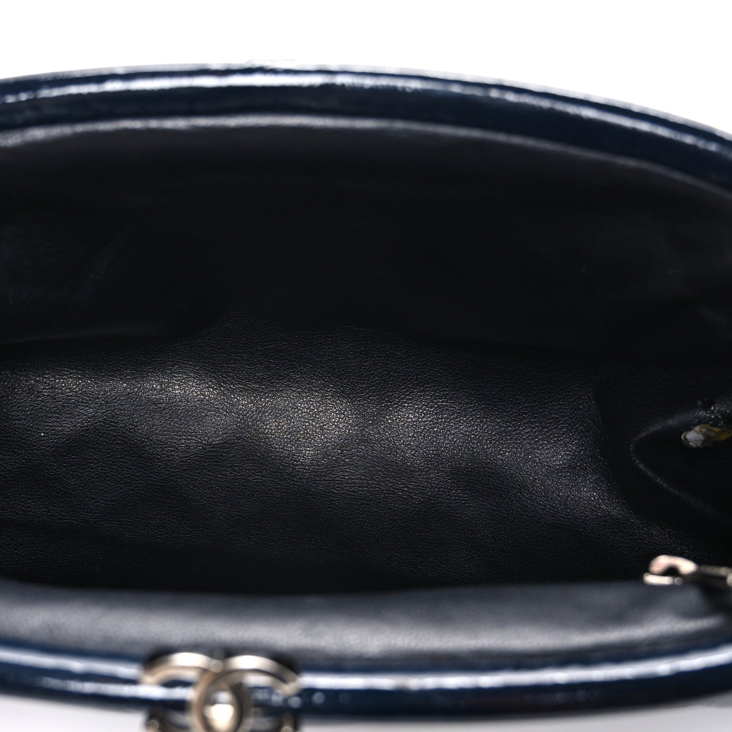 Distressed Patent Quilted Timeless Clutch Navy Blue