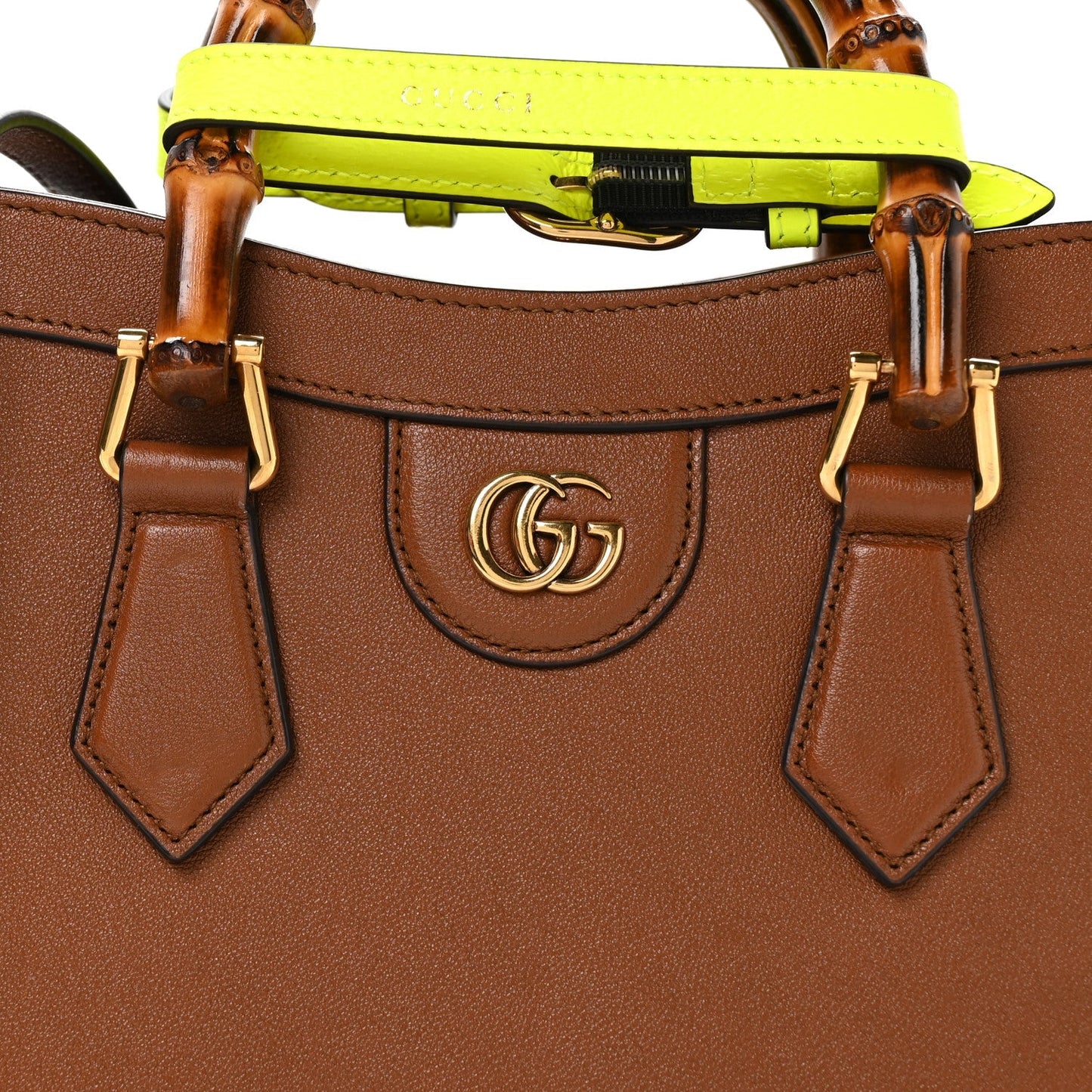 Wonka Grain Calfskin Small Diana Tote Bag Cuir Yellow Fluo