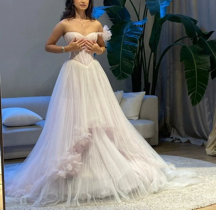 formaldressy-Pink Tulle Ball Gown, Wedding Dress, Bridal Gown gh6267