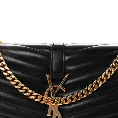 Lambskin Matelasse Chevron Monogram Sulpice Chain Wallet Black