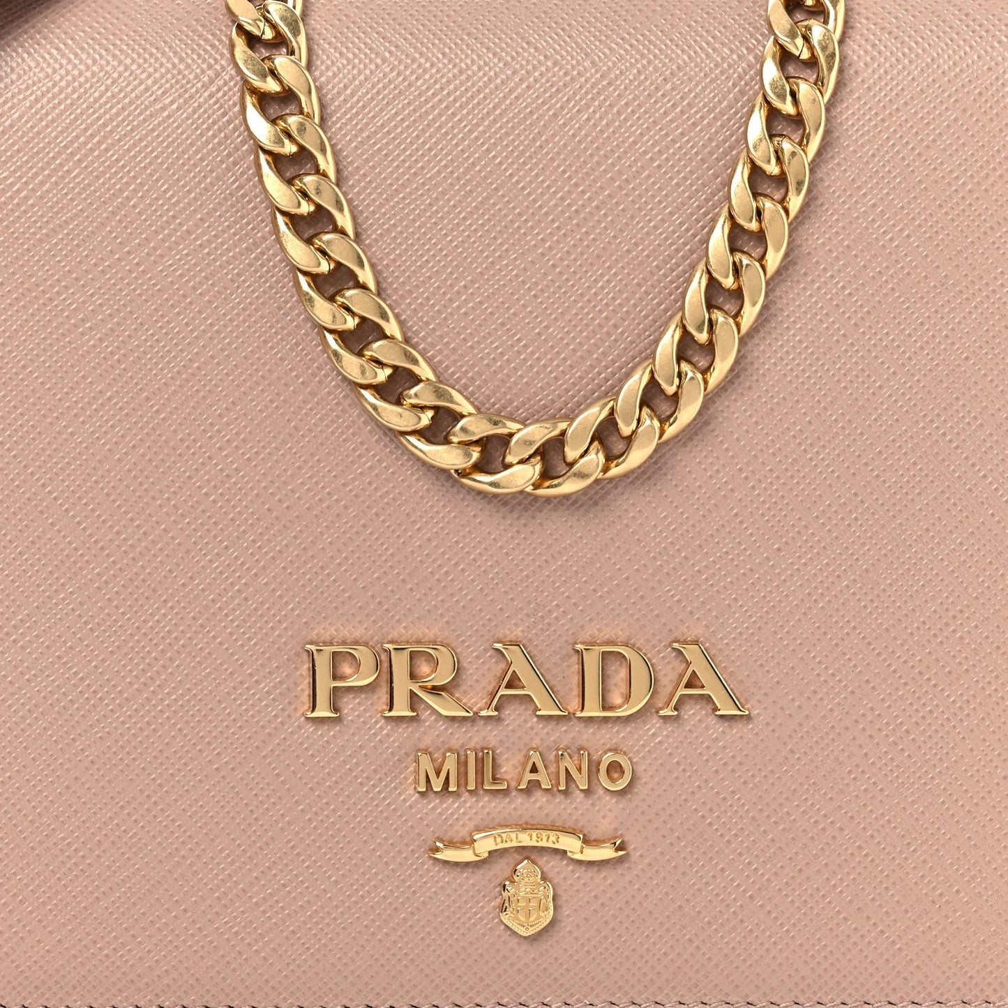 Saffiano Bandoliera Chain Crossbody Bag Cammeo