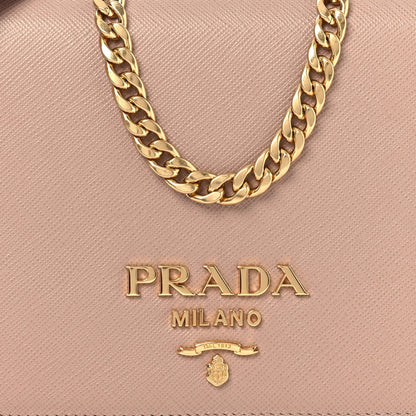Saffiano Bandoliera Chain Crossbody Bag Cammeo