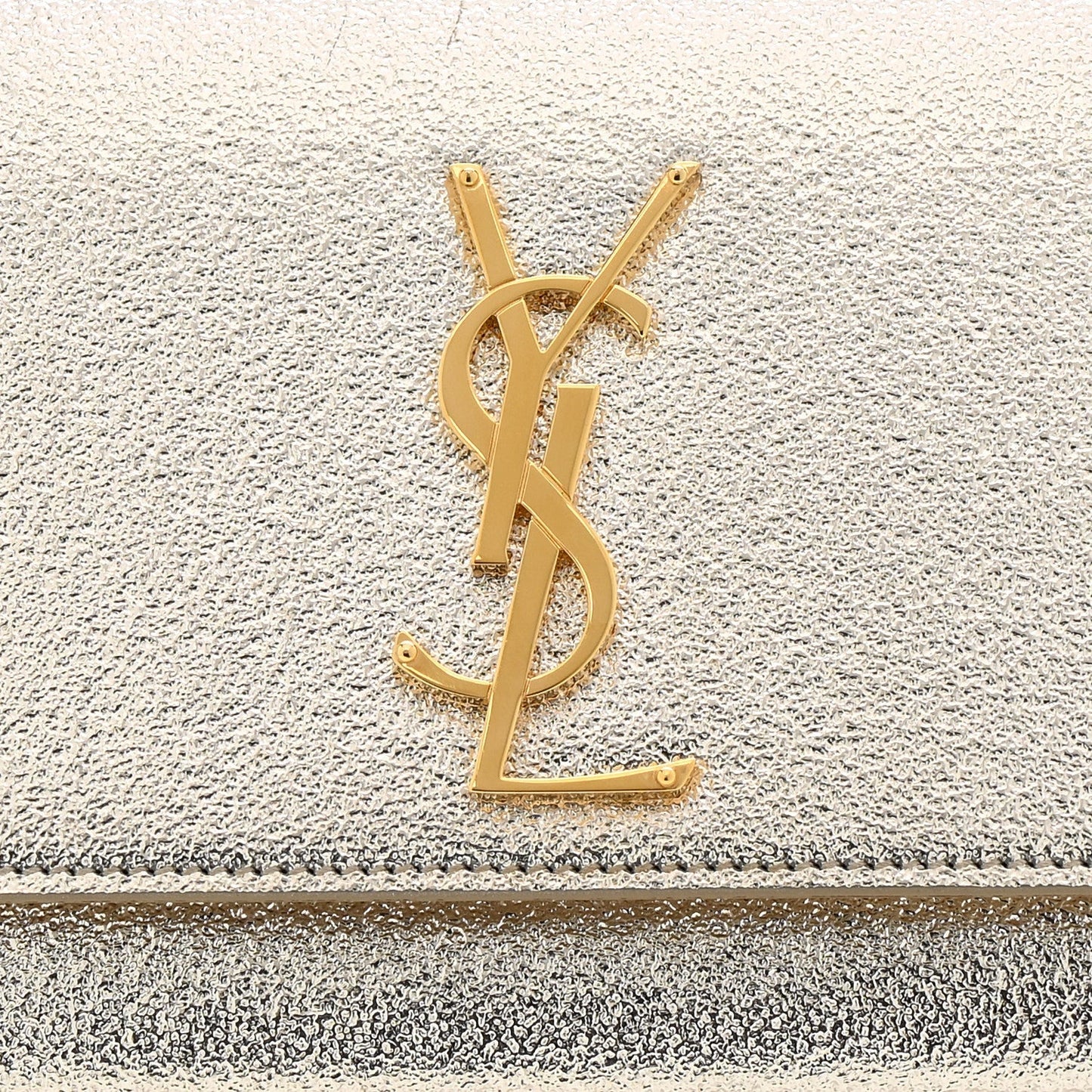 Metallic Textured Calfskin Classic Monogram Cassandre Clutch Pale Gold