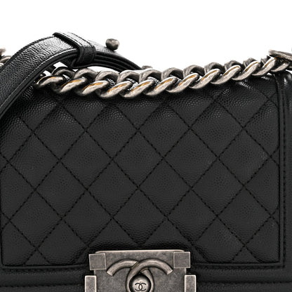 Caviar Quilted Small Boy Flap Black
