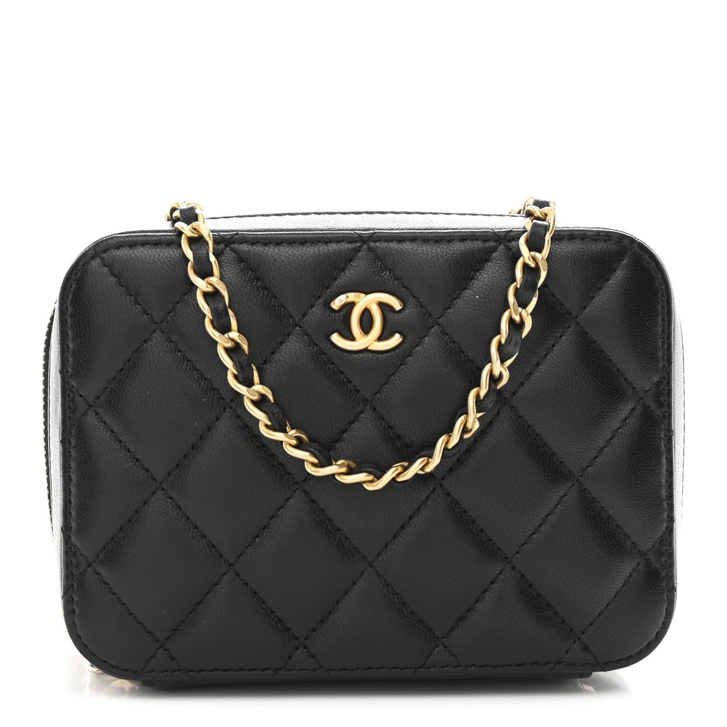 Lambskin Quilted CC Pearl Crush Camera Case Black