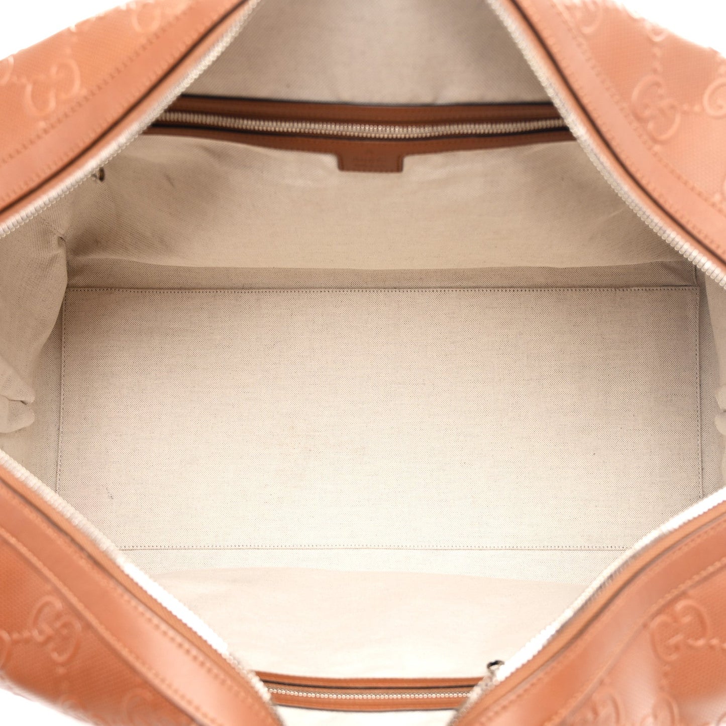 Calfskin GG Tennis Embossed Large Duffle Bag Brown