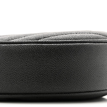 Grain De Poudre Matelasse Chevron Quilted Round Vinyle Camera Bag Black