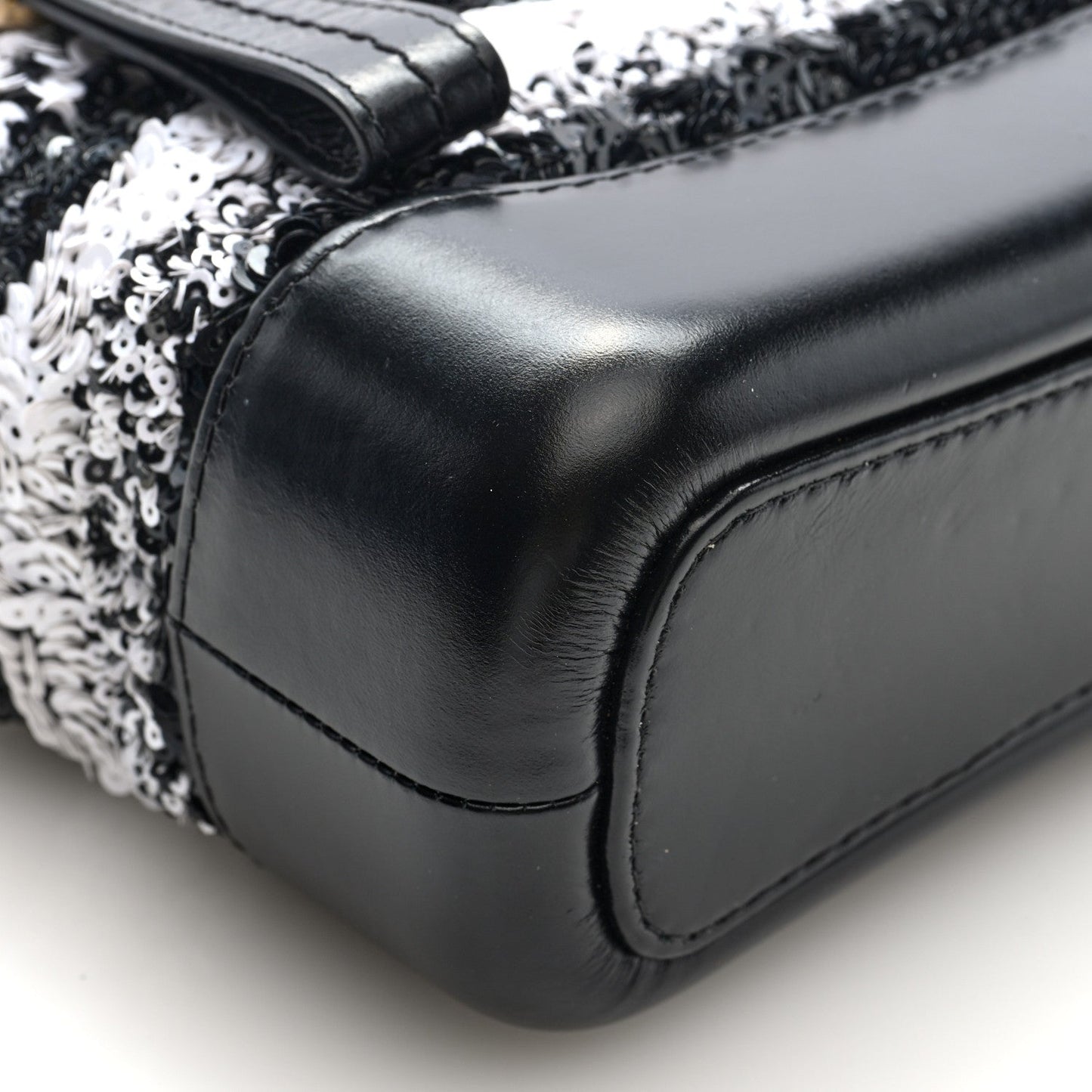 Sequin Calfskin Small Gabrielle Hobo Black White