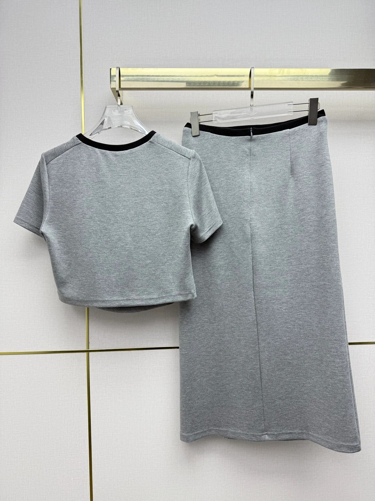 Chanel 2026 T-shirt with Skirt Set Gray Cotton 354770