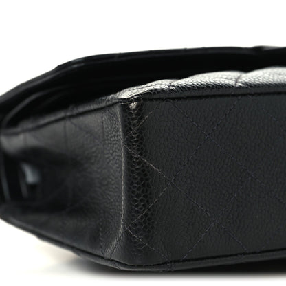 Caviar Quilted Medium Double Flap Black