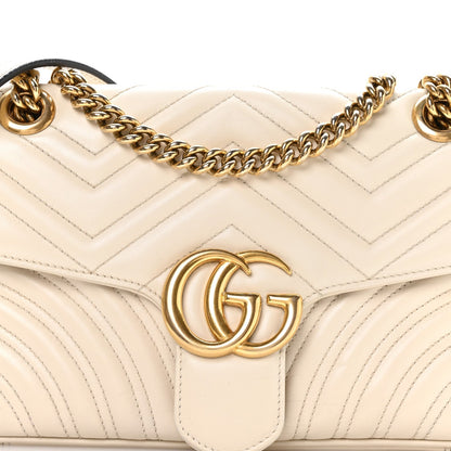 Calfskin Matelasse Small GG Marmont Shoulder Bag White