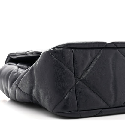 Goatskin Quilted Large Chanel 19 Flap Navy Blue