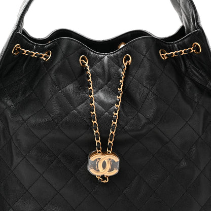 Caviar Quilted Medium Chanel 25 Handbag Black