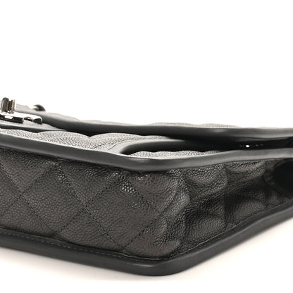 Caviar Quilted Medium French Riviera Flap Grey