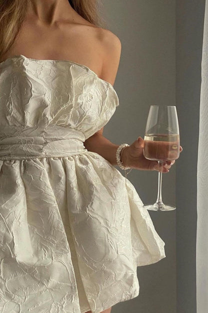 formaldressy-Ivory Elegant Bud Skirt Short Satin Homecoming Dress Birthday Dress gh5282