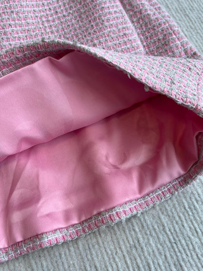CC 25SS Lace-up Skirt Pink Sequins Tweed 235920