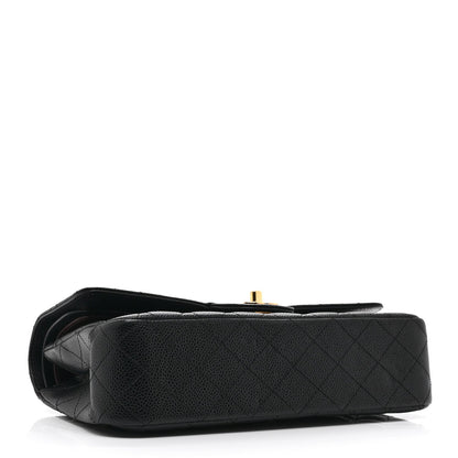 Caviar Quilted Medium Double Flap Black