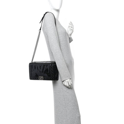 Patent Medium Boy Reverso Flap Black