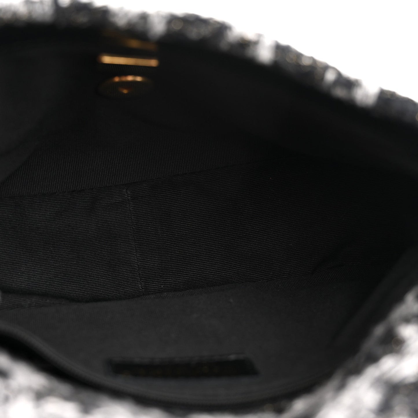 Wool Tweed Quilted Small Elegant Chain Flap Black Grey