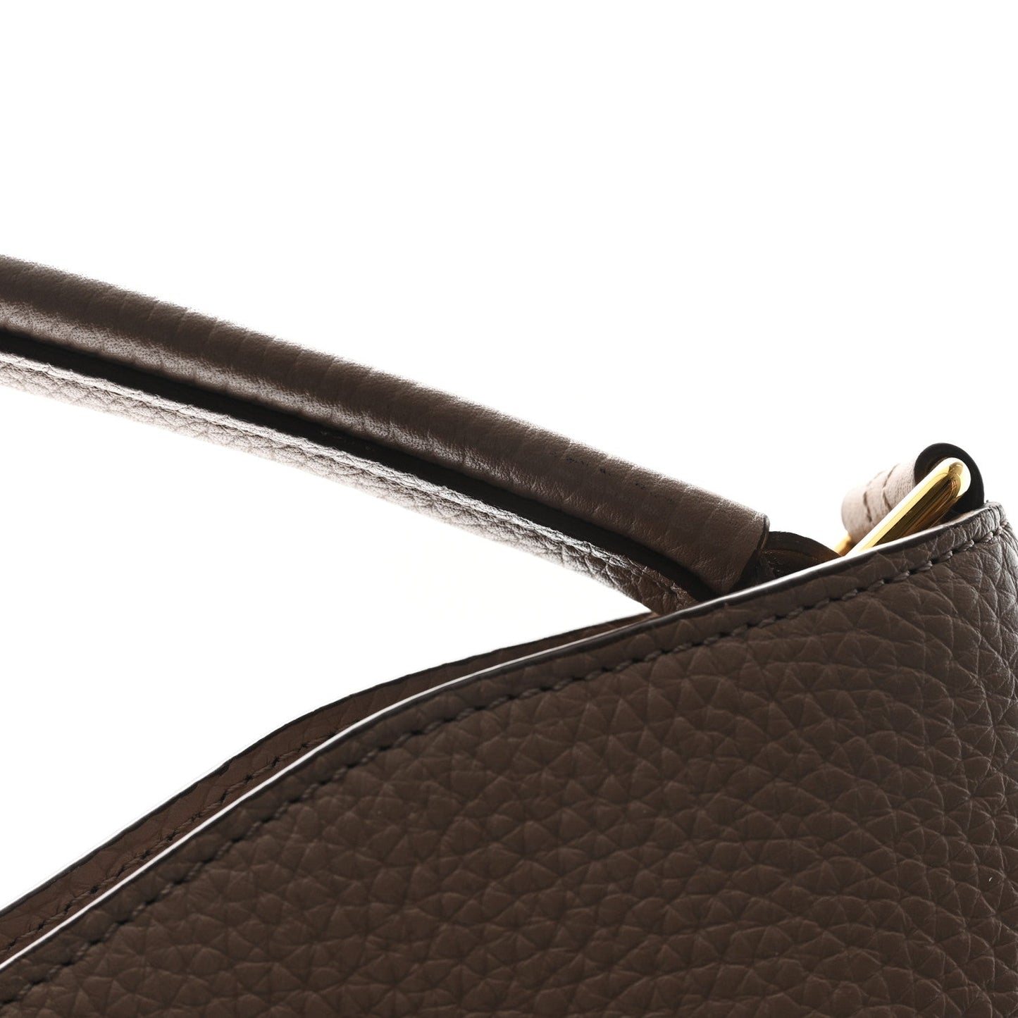 Pebbled Calfskin Small Alix Padlock Zip Hobo Bag Beige